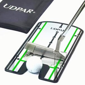 udparsco golf putting alignment mirror, portable golf training aid, putting golf training equipment, putting trainer, size 12 x 6 inches