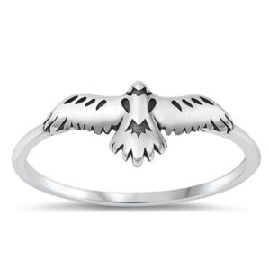 beautiful hawk eagle raptor ring new .925 cute sterling silver band size 9