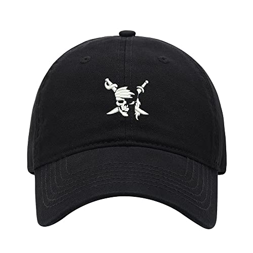 L8502-LXYB Baseball Cap Men Pirate Skull with Swords Embroidered Washed Cotton Dad Hat Baseball Caps (Black,7 5/8)