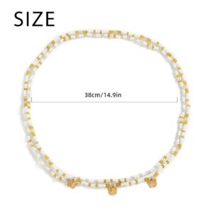 Woeoe Butterfly Waist Beads Gold Bead Belly Chain African Elastic Plus Size Waist Jewelry Body Accessories for Women and Girls