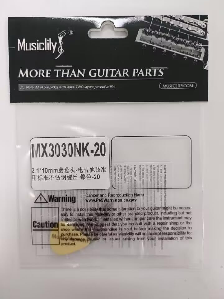 Musiclily Ultra 2.1x10mm Stainless Steel Pan Head Mounting Screws for Acoustic Electric Guitar Bass Tuners Machine Heads, Nickel (Set of 20)