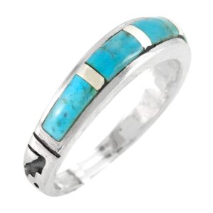 Turquoise Ring Sterling Silver 925 Genuine Gemstones Size 6 to 11 (Turquoise) (10)