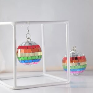 Disco Ball Earrings for Women Discoball Dangle Earrings 70s Accessories Rave Big Halloween Costume