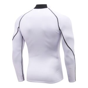 WRAGCFM Men's Compression Shirts Long Sleeve Athletic Running Cool Dry Active Tops Workout Sports Gym Baselayer（White，S）