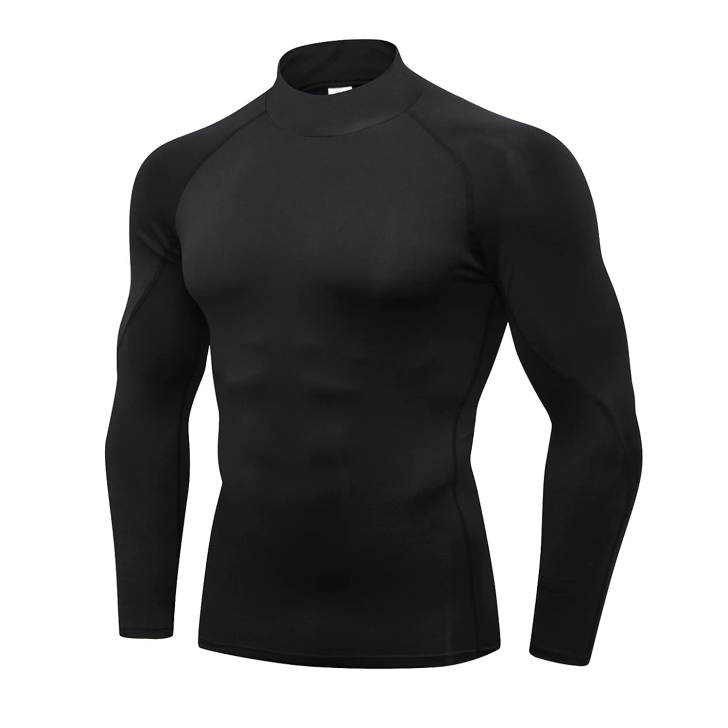 WRAGCFM Men's Compression Shirts Long Sleeve Athletic Running Cool Dry Active Tops Workout Sports Gym Baselayer（Black，S）