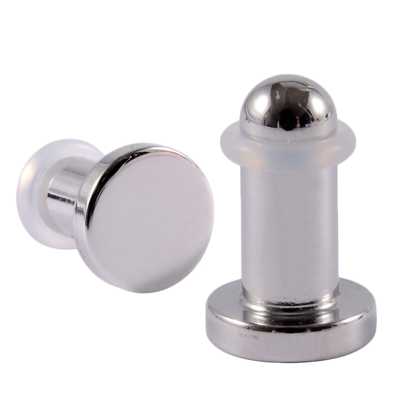 Lieson Ear Plugs, 2PCS Surgical Steel Ear Plugs Gauges 4mm Solid Round Polished Ear Gauges 6G Silver