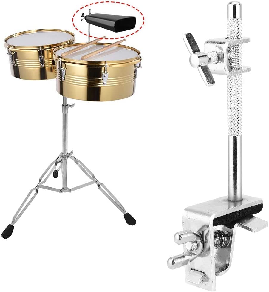 Jiayouy Cowbell Clamp Bass Drum Hoop Mount Cowbell Holder Percussion Accessory with 5" Steel Arm Up or Down Adjustment