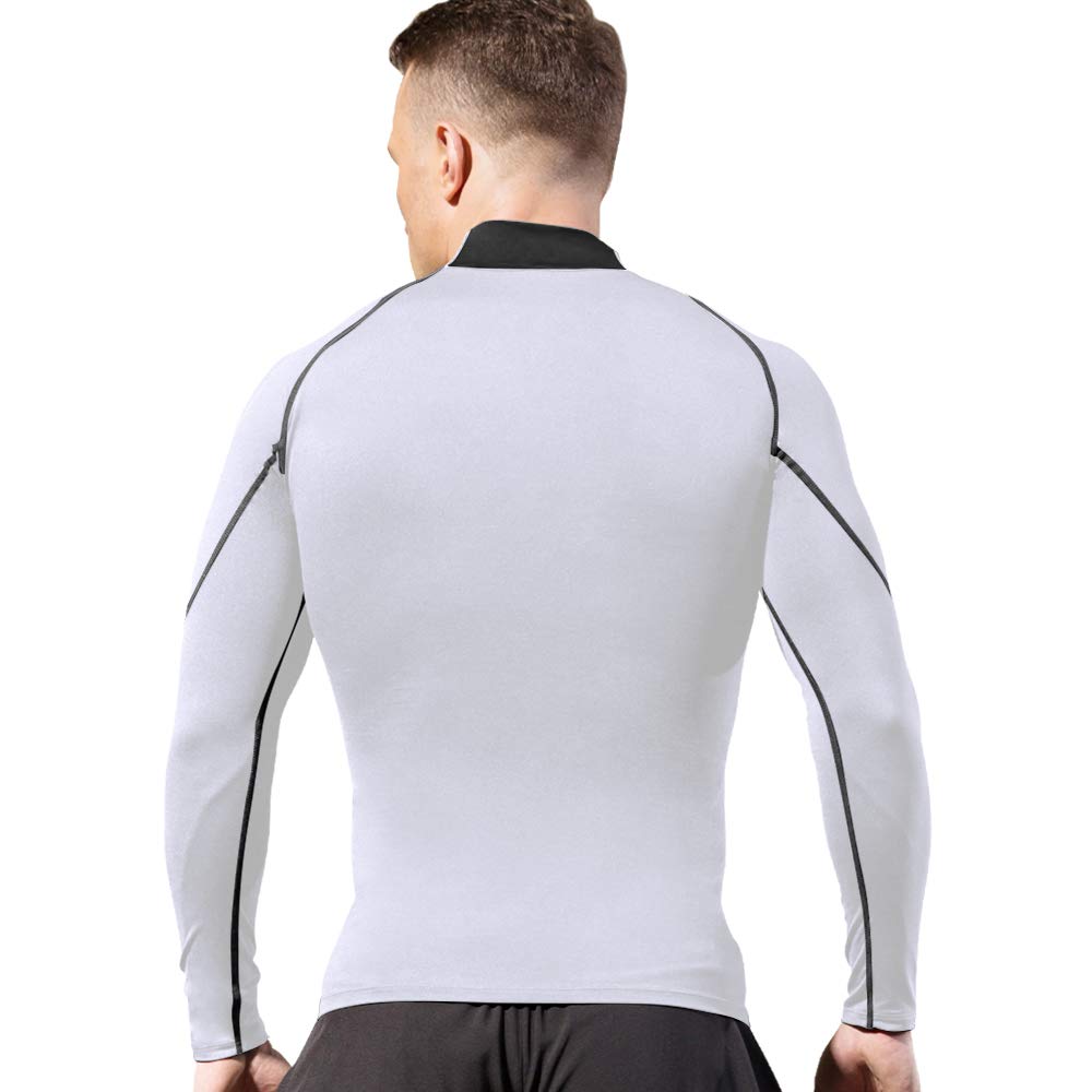 WRAGCFM Men's Compression Shirts Long Sleeve Athletic Running Cool Dry Active Tops Workout Sports Gym Baselayer（White，S）