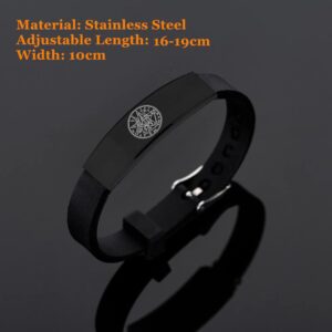 Tetragrammaton Pentacle Pentagram Name of God Amulet Symbol Silicone Bracelet Spiritual Protection Sacred Geometry Bangle Wristband Solomon Talisman Jewelry for Adults Teens, Black, Adjustable