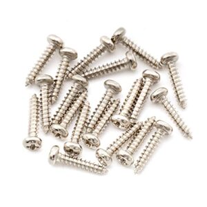 Musiclily Ultra 2.1x10mm Stainless Steel Pan Head Mounting Screws for Acoustic Electric Guitar Bass Tuners Machine Heads, Nickel (Set of 20)