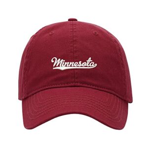 baseball cap men minnesota embroidered washed cotton dad hat baseball caps (red,7 5/8)