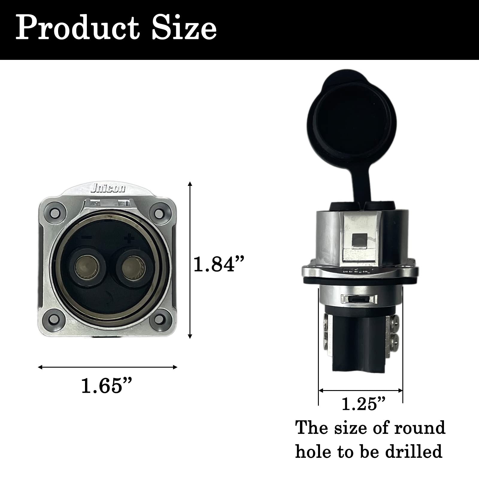 GaiRen 100Amp Trolling Motor Plug Receptacle Set, 2 prong 12/24/36/48 Volt Marine Boat Connector Compatible with 4/6 AWG Wire