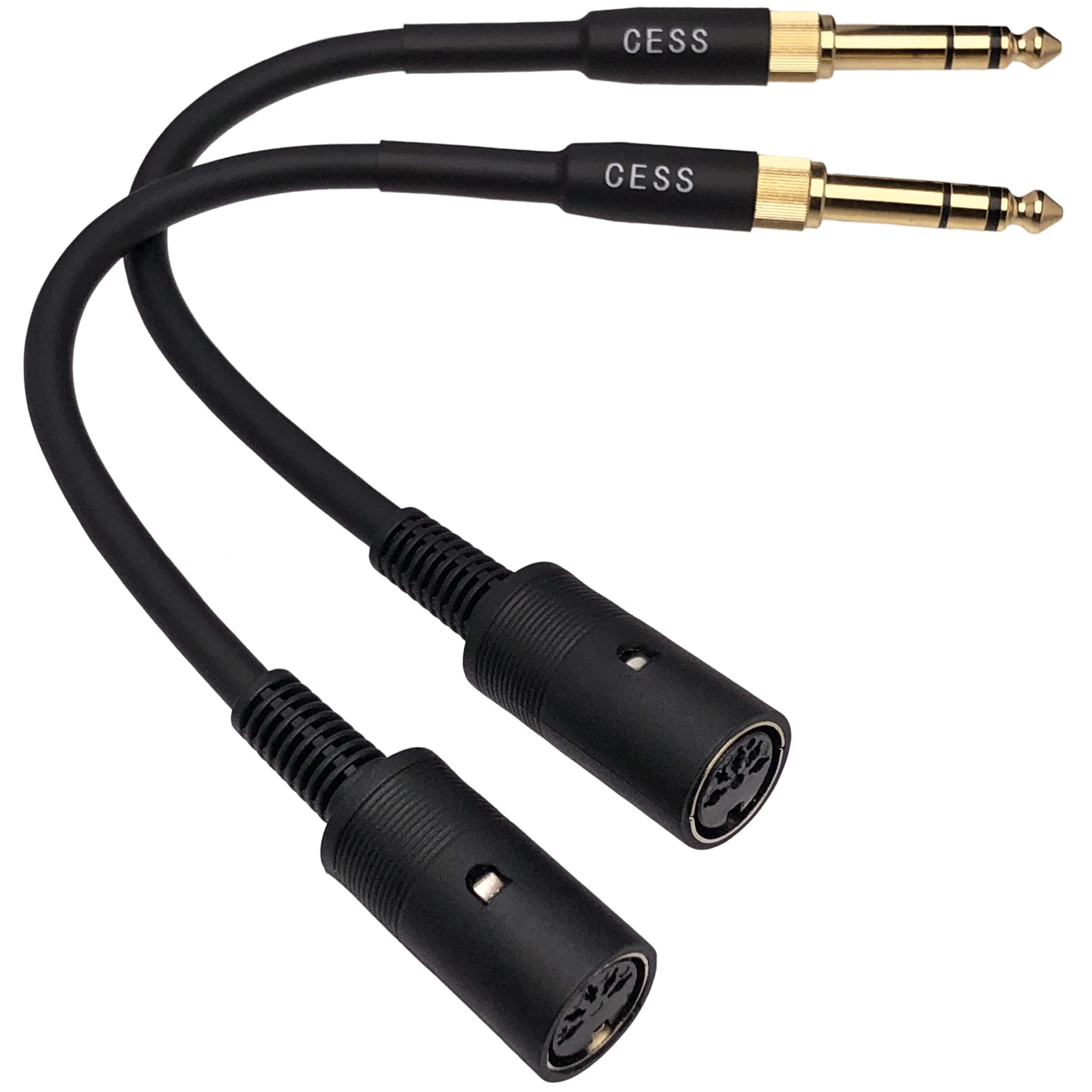 CNCESS CESS-256 5-Pin MIDI to 3.5mm TRS Stereo Adapter Cable with 6.35mm (1/4”) TRS Adapter - 6 Inches, Audio Conversion, Versatile Compatibility, 2 Sets