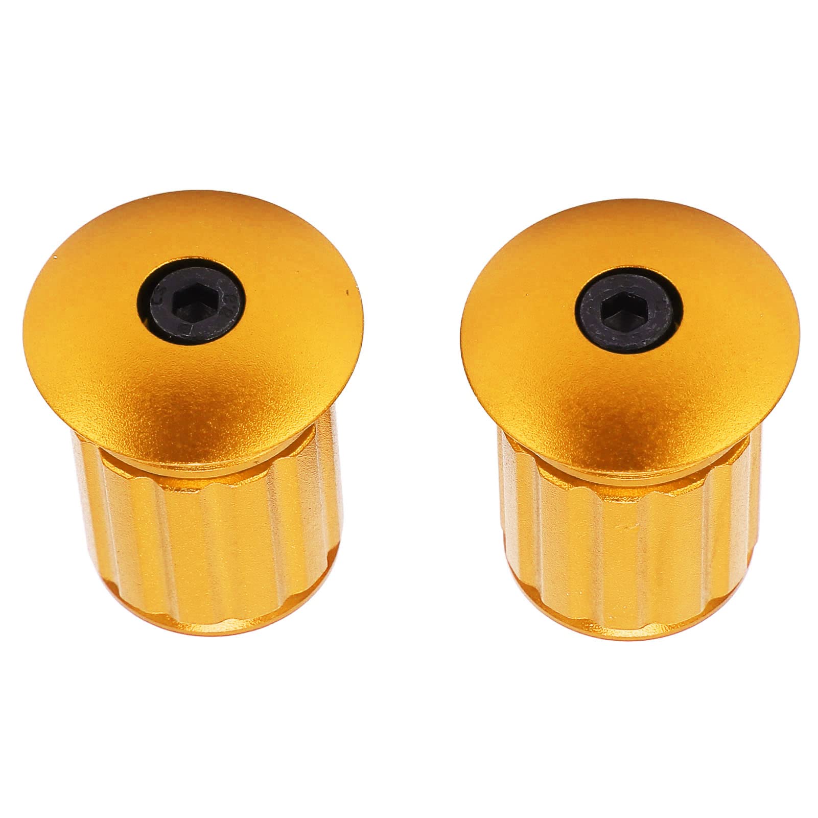 BuyWeek Bike Handlebar End Plugs, 1 Pair Bicycle Expansion Bar Plug Aluminum Alloy Bike Expansion Lock Bar Plug for Mountain Road Bike(Gold)