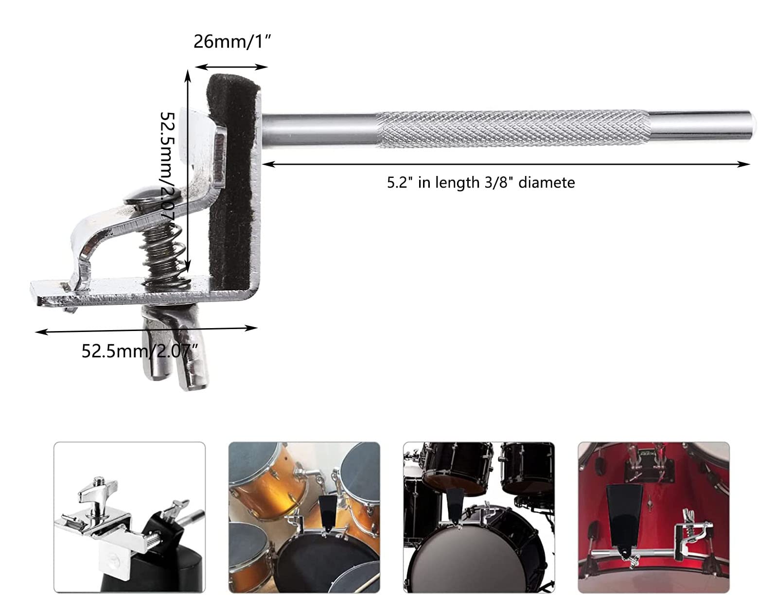 Jiayouy Cowbell Clamp Bass Drum Hoop Mount Cowbell Holder Percussion Accessory with 5" Steel Arm Up or Down Adjustment