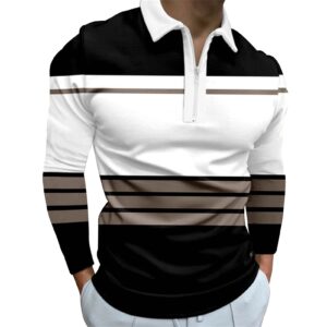 morwenveo men's fashion polo shirts casual long sleeve golf shirts color block cotton tops