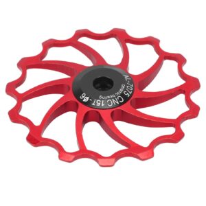 Bike Guide Pulley, 15T Rear Derailleur Pulley Aluminum Alloy Ceramic Bearing Guide Wheel Pulley, Bicycle Guide Wheel for Road Bike, Mountain Bike, MTB, BMX(Red)