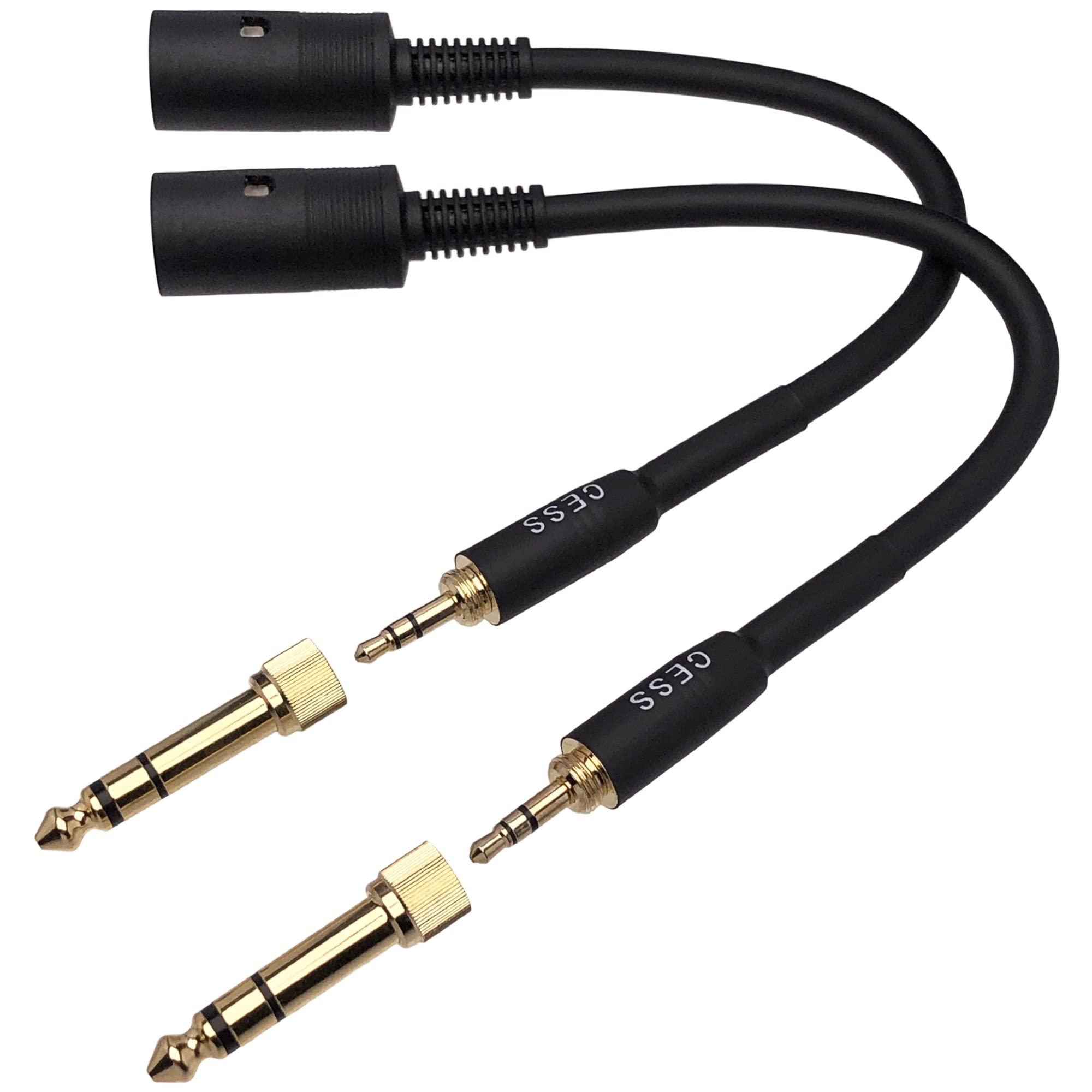 CNCESS CESS-256 5-Pin MIDI to 3.5mm TRS Stereo Adapter Cable with 6.35mm (1/4”) TRS Adapter - 6 Inches, Audio Conversion, Versatile Compatibility, 2 Sets