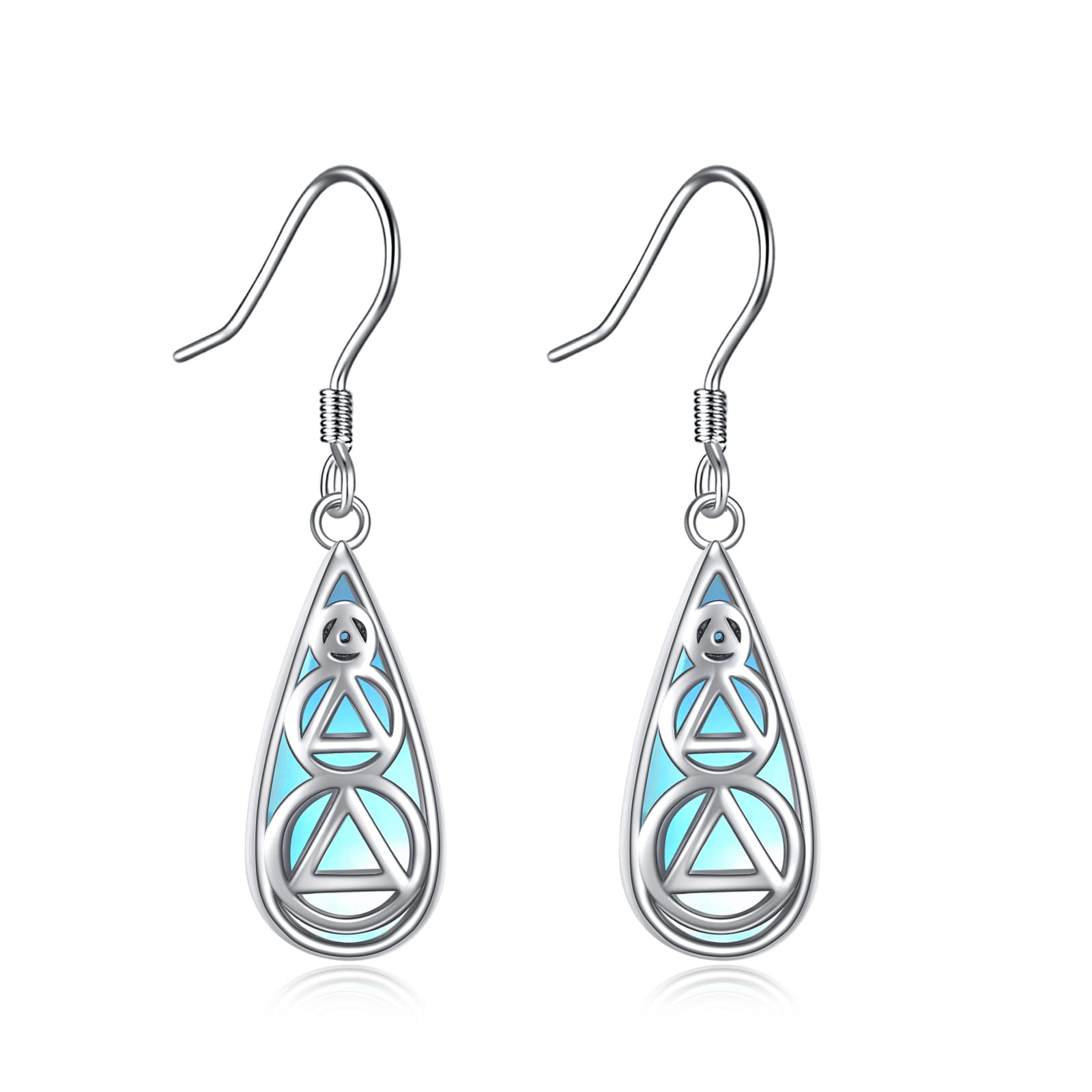 CRMAD AA Recovery Moonstone Earrings for Women Sterling Silver Moonstone Teardrop Earrings Addiction Recovery Jewelry