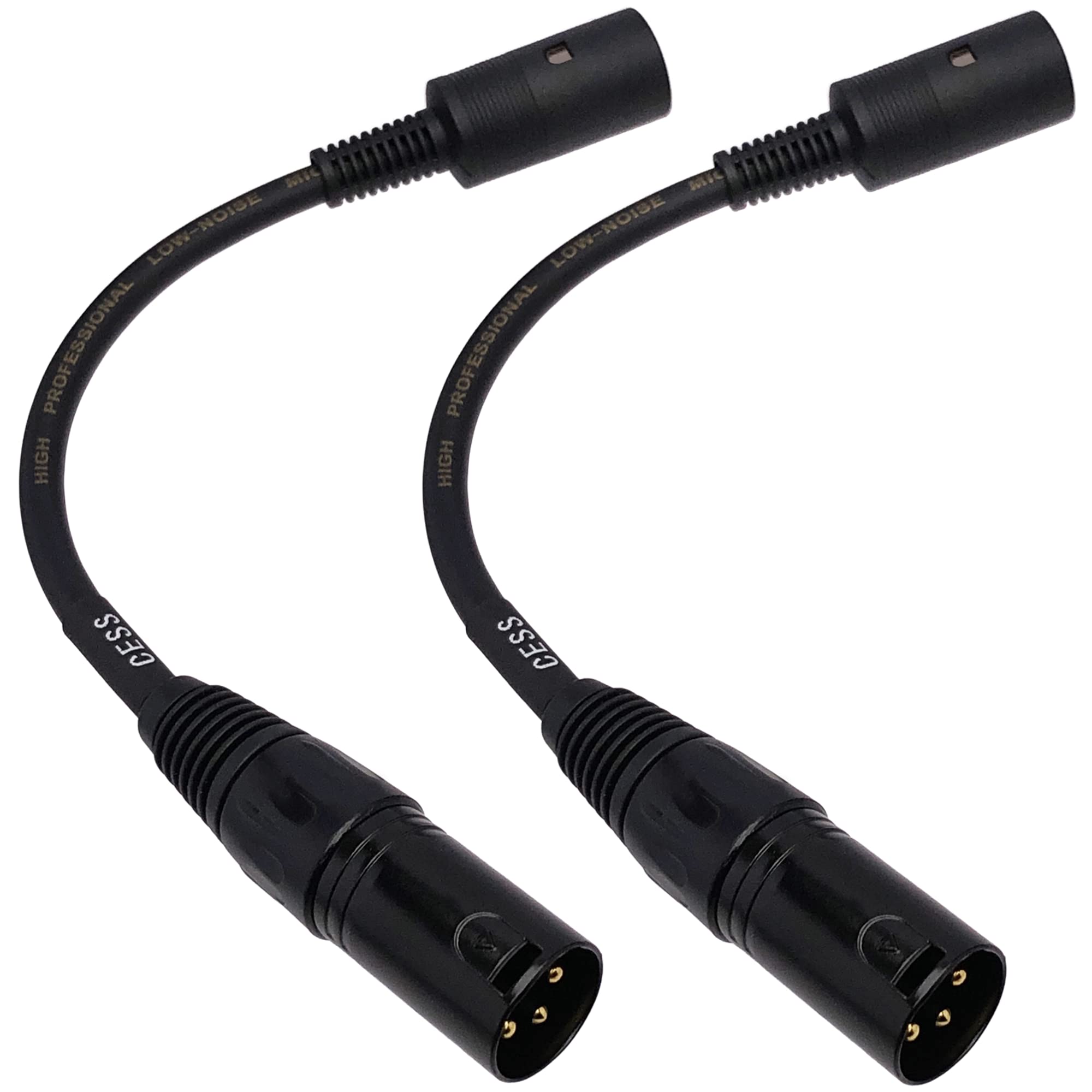 CESS-255 MIDI to XLR Cable, Female 5-Pin MIDI to 3-Pin XLR Male Plug Adapter for Fog Machines and MIDI to XLR Conversion Devices, 6 Inches, 2 Pack