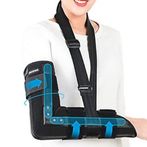 jionet rom elbow brace hinged support sling stablizer injury recovery support after surgery for dislocated arm fixed splint and shoulder strap (color : right arm, size : large)