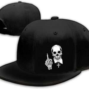 Skull Middle Finger Flat Bill Hat Skeleton Hand Christian Jesus Snapback Hats for Men Adjustable Baseball Cap Fitted Cool Rock N Roll Caps Hip Hop