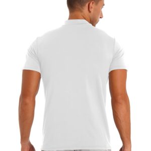 Freebily Mens Basic Turtleneck Short Sleeve T-Shirts Slim Fit Undershirt Solid Knitwear Sweaters White A XX-Large