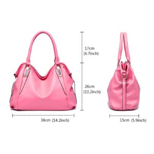 Yarn Tote Roomy Fashion Womens Handbags Ladies Purse Satchel Shoulder Bags Tote Leather Tote Bag for (Pink, One Size)