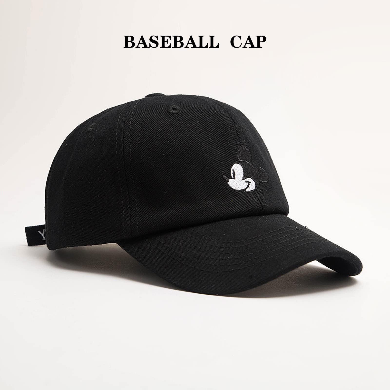 Cartoon Baseball Cap Embroidery and Printing Sun Hats Men Women Hip Hop Baseball Hat for Outdoor Sports Decoration (Black)