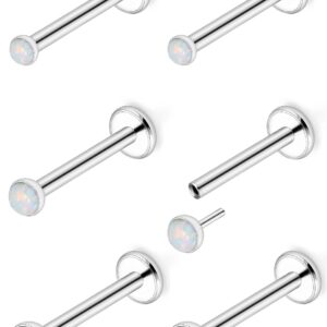 Ftovosyo 20G Threadless Push in Nose Rings Studs Surgical Steel Pushin Nose Stud 2mm 2.5mm 3mm Round White Opal Nose Piercing Jewelry for Women Men