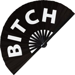 bitch please hand fan foldable bamboo bitch hand fan bitch please folding fan words expressions statement gifts festival accessories (bitch (black))