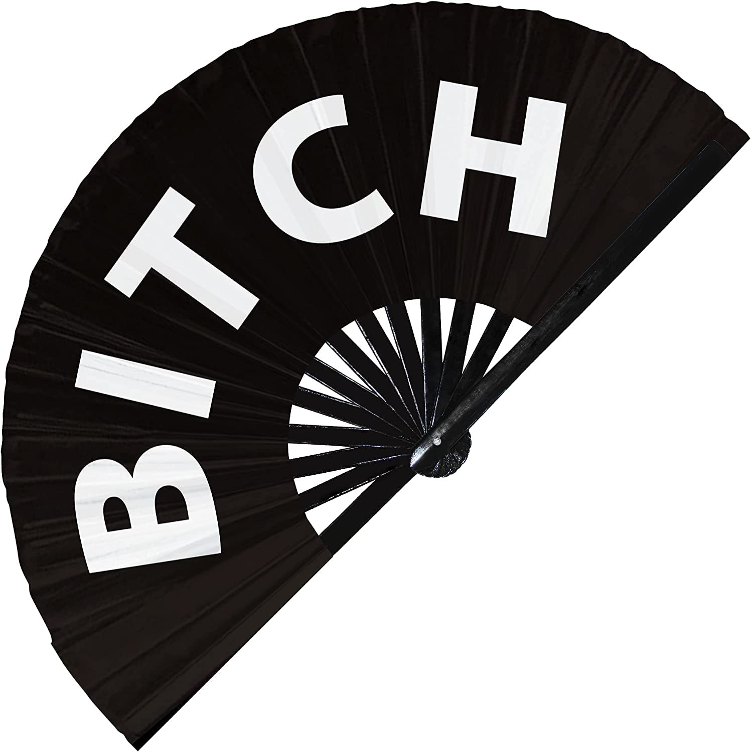 Bitch Please Hand Fan Foldable Bamboo Bitch Hand Fan Bitch Please Folding Fan Words Expressions Statement Gifts Festival Accessories (Bitch (Black))