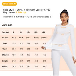 Witkey Thermal Shirt for Women Long Sleeve Warm Soft Fleece Lined Compression Tops Winter Quick Dry Slim Fit Cold Weather Base Layer Women Top for Ski Athletic Workout Sport Running 5021 White M