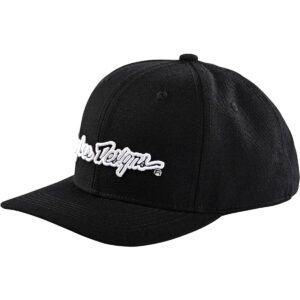 troy lee designs curved snapback hat, signature black/white, osfa