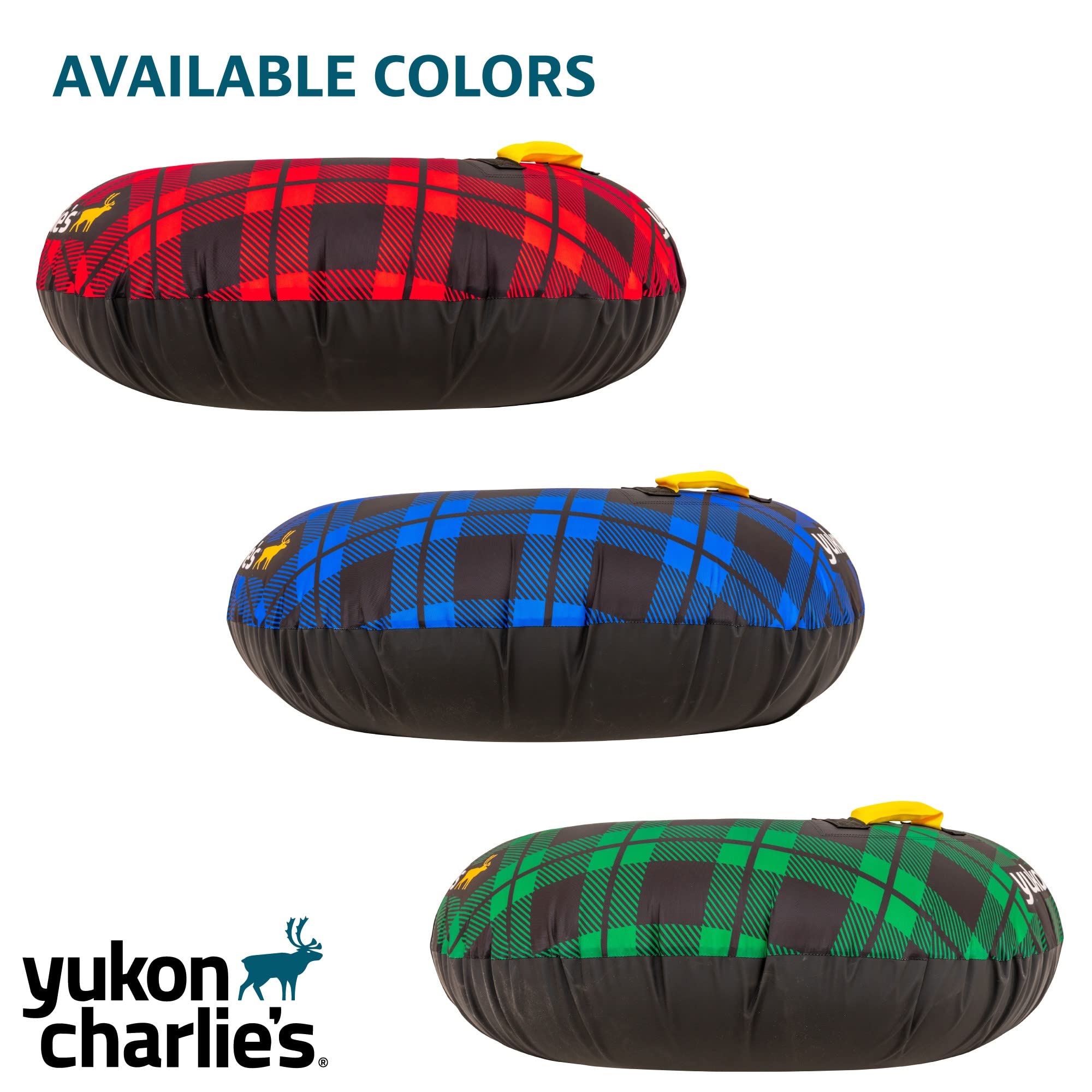 Yukon Charlie's Timber Tube Snow Sled with Durable Fabric Shell - Green Plaid