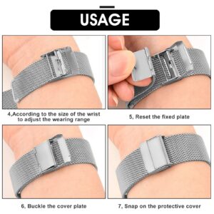 cobee Milanese Mesh Watch Bands, Quick Release Replacement Watch Straps Adjustable Stainless Steel Watchbands for Men Women Universal Metal Mesh Straps Compatible with 20mm Lug Width(Silver, 20mm)