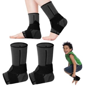 tarpop 1 pair ankle brace for kids compression ankle sleeves adjustable foot support brace elastic ankle guard for children boys girls sports running jogging dance fitness gymnastics (x-small)