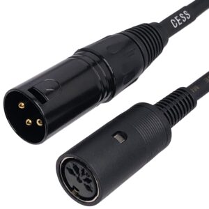 CESS-255 MIDI to XLR Cable, Female 5-Pin MIDI to 3-Pin XLR Male Plug Adapter for Fog Machines and MIDI to XLR Conversion Devices, 6 Inches, 2 Pack