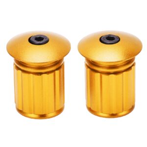 BuyWeek Bike Handlebar End Plugs, 1 Pair Bicycle Expansion Bar Plug Aluminum Alloy Bike Expansion Lock Bar Plug for Mountain Road Bike(Gold)