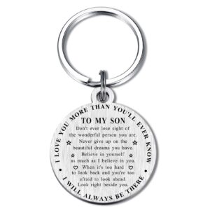 Inspirational Son Keychain - To My Son Gifts from Mom Dad - Son Graduation Gifts - Unique Gifts for Son Birthday Christmas Back to School