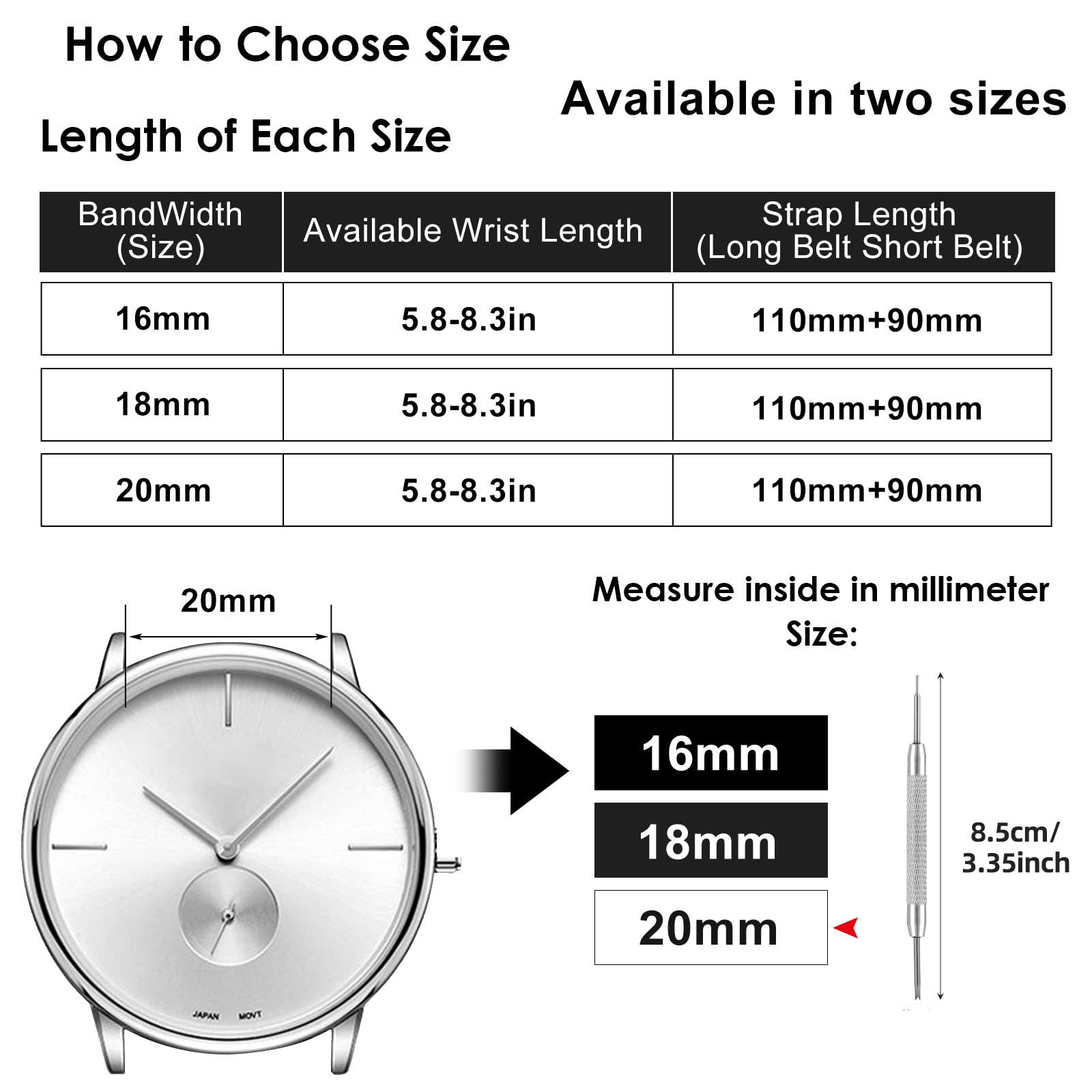 cobee Milanese Mesh Watch Bands, Quick Release Replacement Watch Straps Adjustable Stainless Steel Watchbands for Men Women Universal Metal Mesh Straps Compatible with 20mm Lug Width(Silver, 20mm)