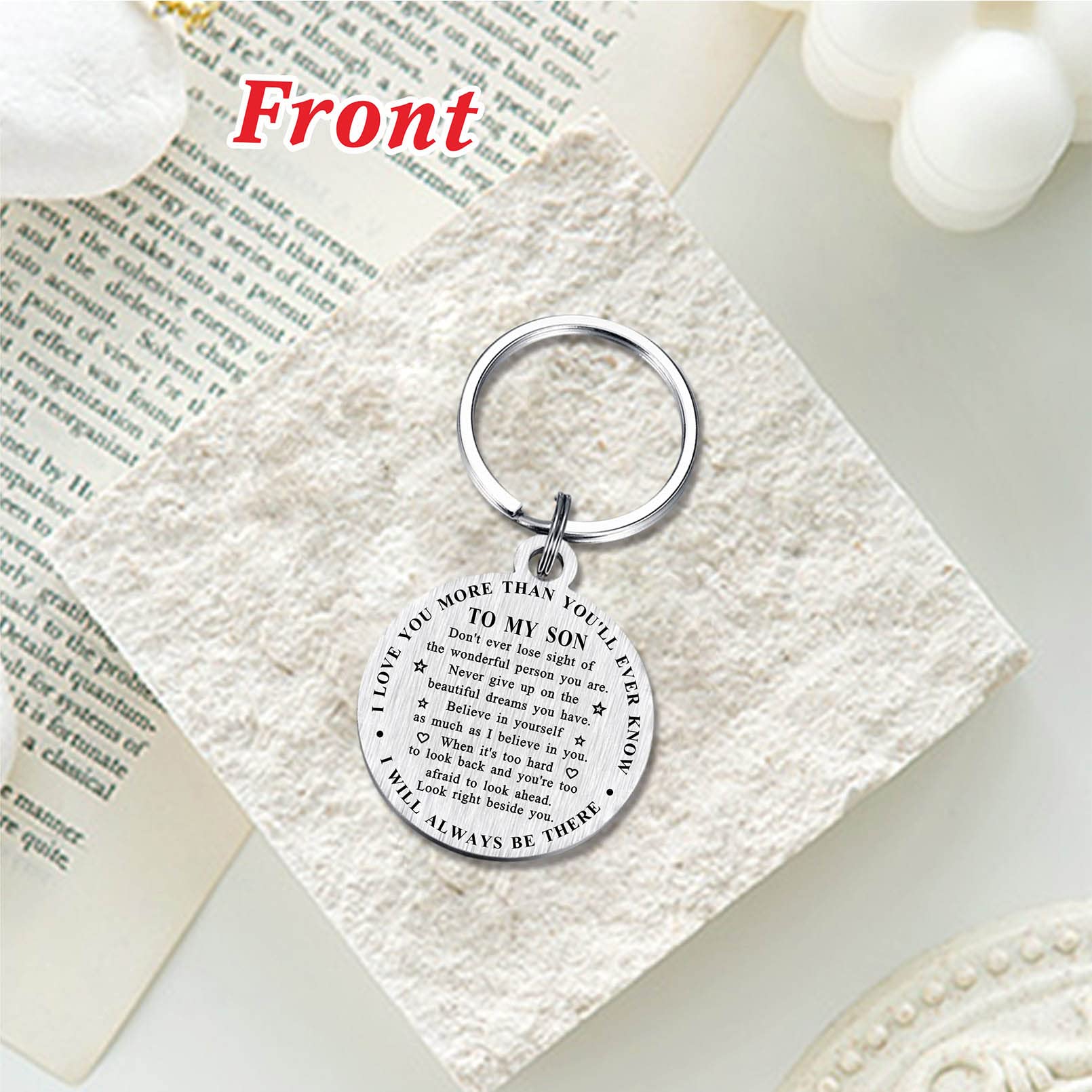 Inspirational Son Keychain - To My Son Gifts from Mom Dad - Son Graduation Gifts - Unique Gifts for Son Birthday Christmas Back to School