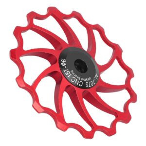 Bike Guide Pulley, 15T Rear Derailleur Pulley Aluminum Alloy Ceramic Bearing Guide Wheel Pulley, Bicycle Guide Wheel for Road Bike, Mountain Bike, MTB, BMX(Red)