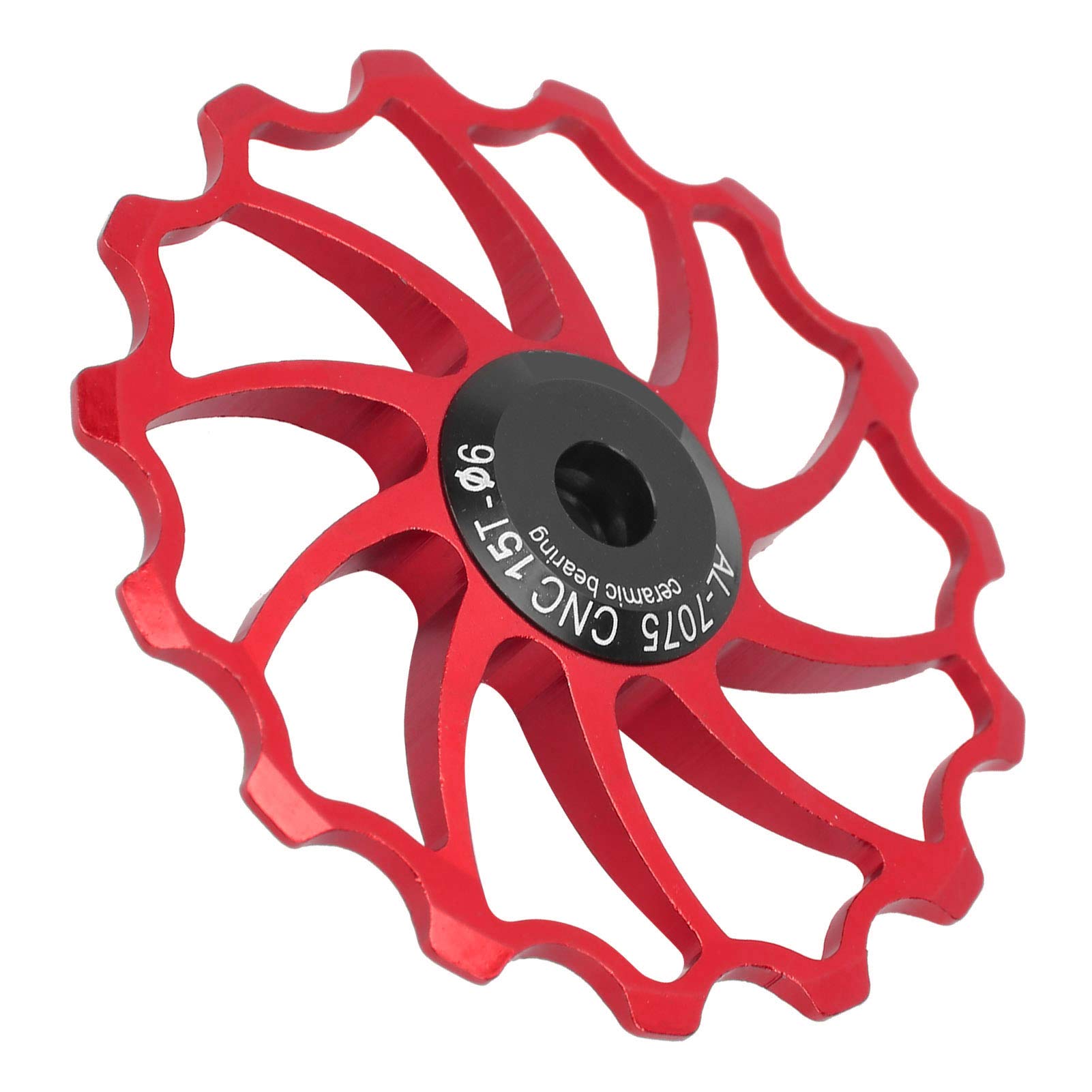 Bike Guide Pulley, 15T Rear Derailleur Pulley Aluminum Alloy Ceramic Bearing Guide Wheel Pulley, Bicycle Guide Wheel for Road Bike, Mountain Bike, MTB, BMX(Red)