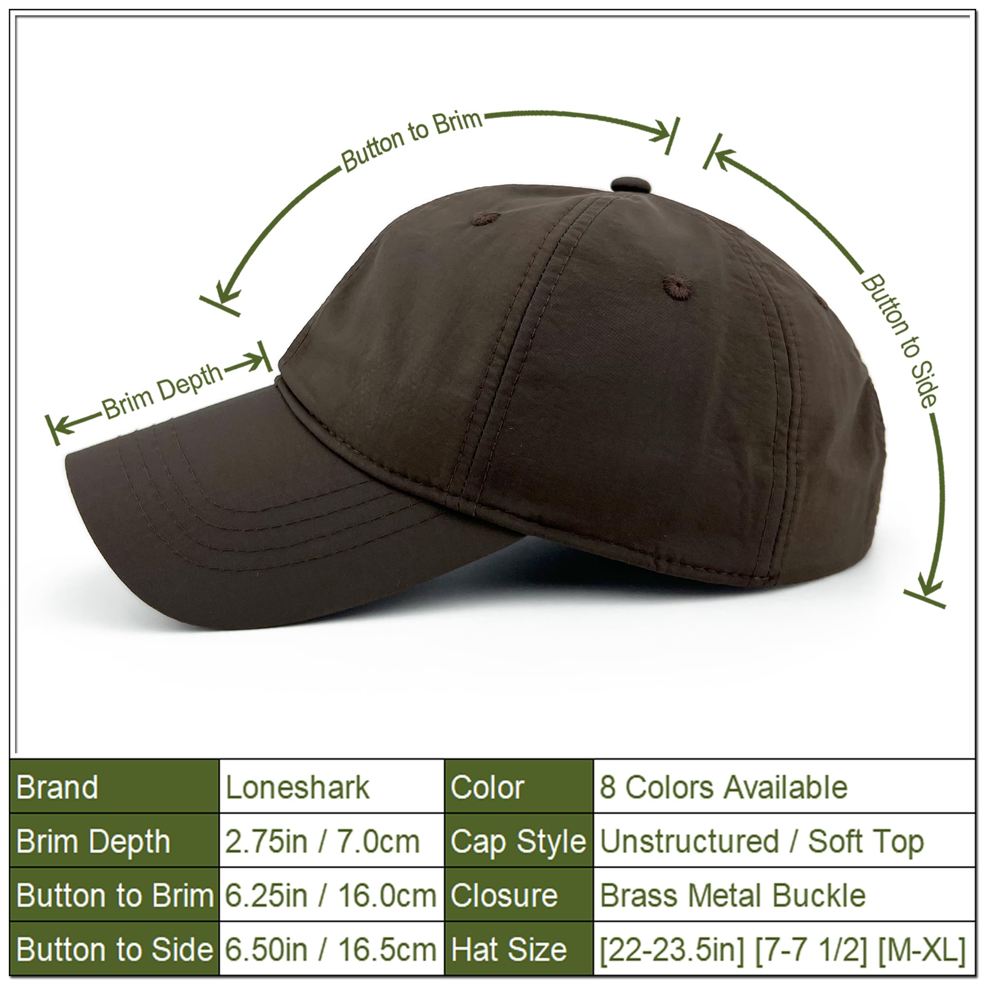 Loneshark Men's Quick Dry Hats Lightweight Sun Caps for Running Golf Baseball Waterproof Baseball Hats for Women Athletic Hats Women Quick Dry Summer Breathable Running Baseball Hat Brown Coffee