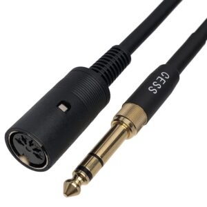 CNCESS CESS-256 5-Pin MIDI to 3.5mm TRS Stereo Adapter Cable with 6.35mm (1/4”) TRS Adapter - 6 Inches, Audio Conversion, Versatile Compatibility, 2 Sets