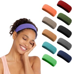 workout headbands -10 pack | sweatbands for women mens girls boys | non slip sweatbands for yoga running fitness | wicking hairbands