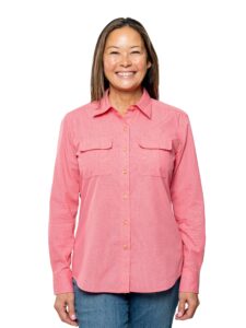 insect shield women's long sleeve field shirt pro, upf 30+ outdoor fishing shirt with built in bug protection, light berry, small