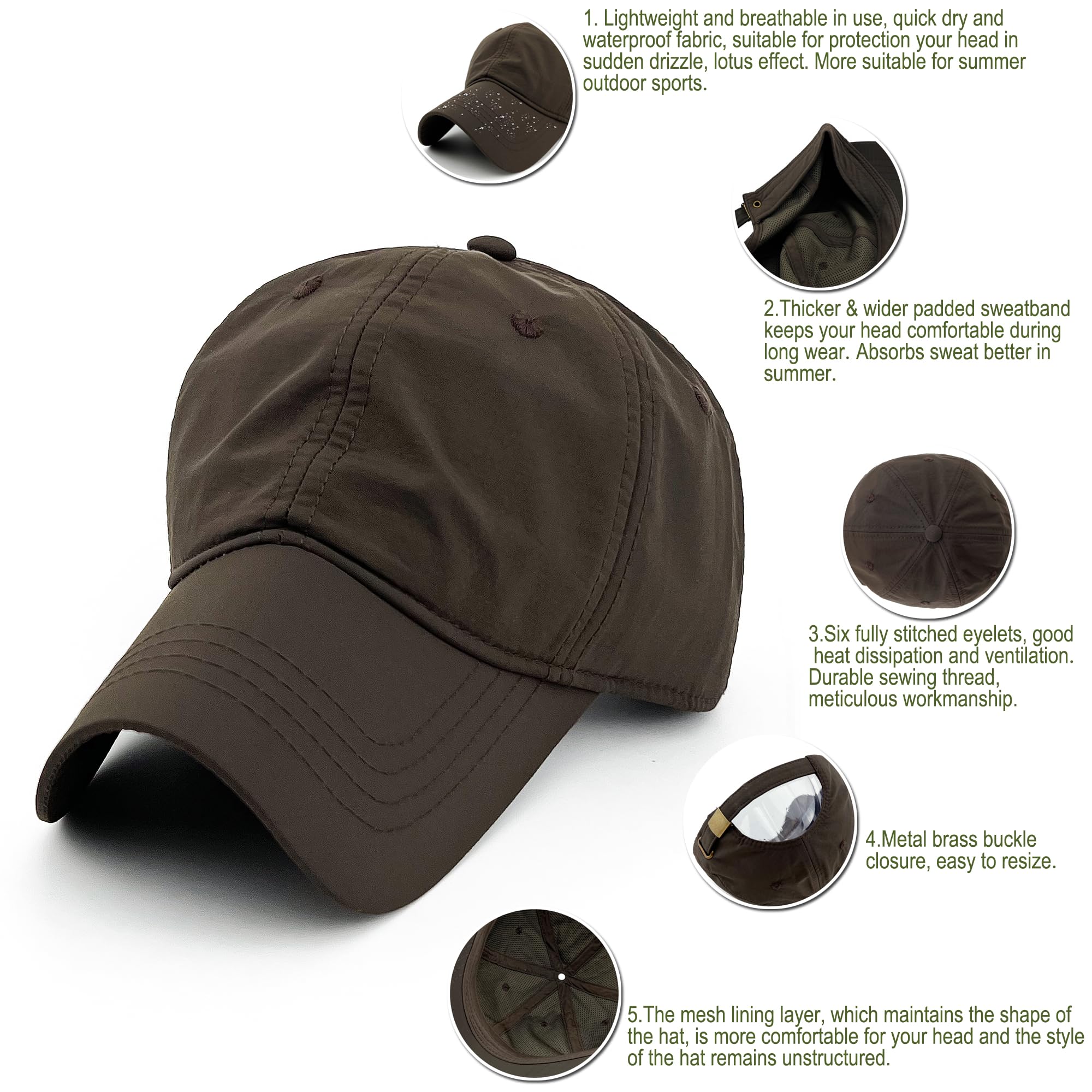 Loneshark Men's Quick Dry Hats Lightweight Sun Caps for Running Golf Baseball Waterproof Baseball Hats for Women Athletic Hats Women Quick Dry Summer Breathable Running Baseball Hat Brown Coffee