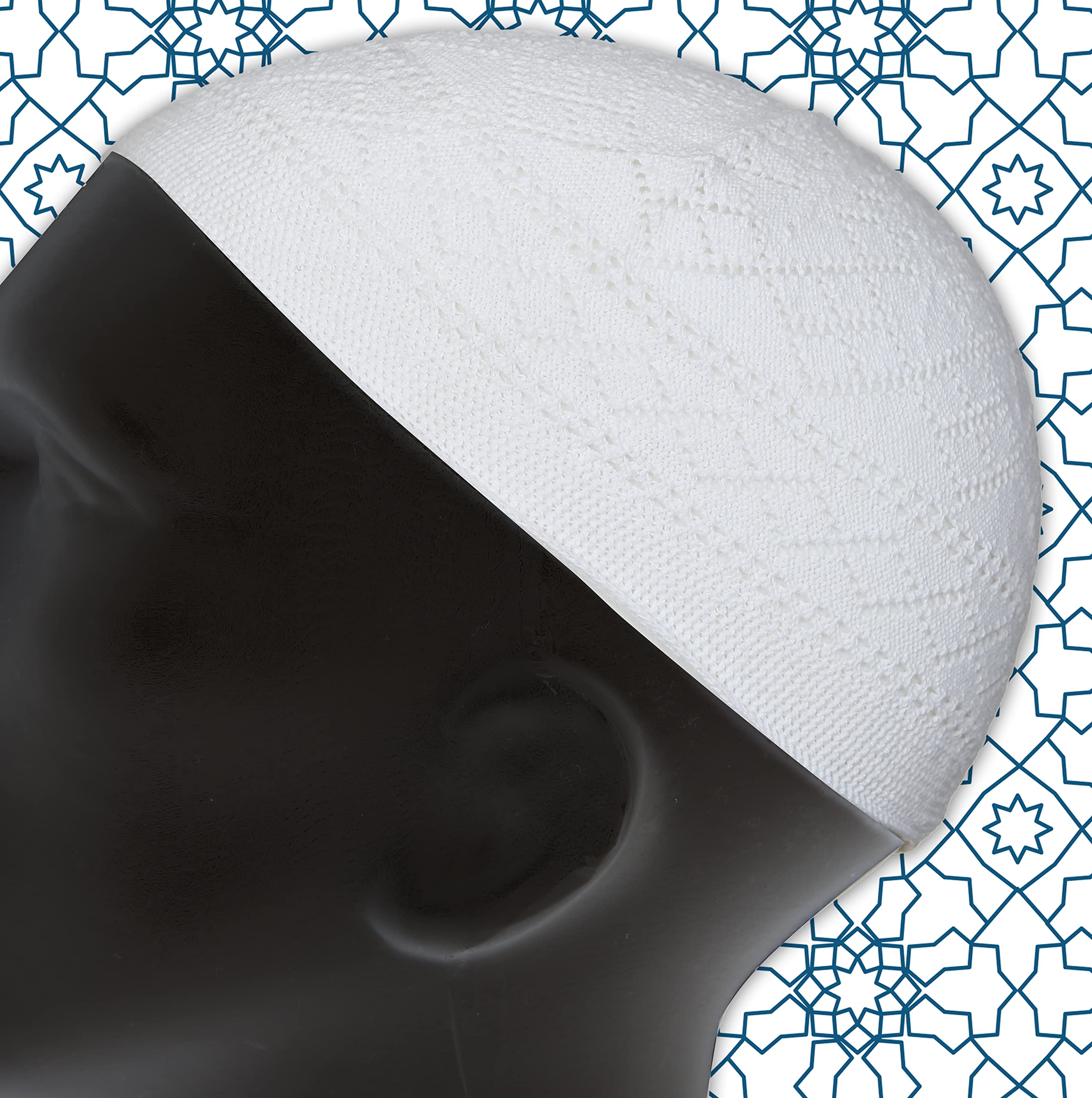 Kapobia Kufi Hats for Men, Muslim Clothes for Men,0 Breathable Skull Beanie, Crochet Cap, Handicraft Taqiyah, Cufi, Kufe (1 Piece, White Color)